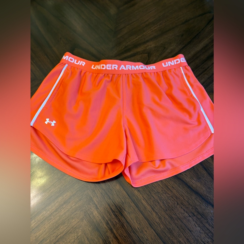 Under Armour Girls Tech Play Up Shorts, (847) Fire/White/White, Medium